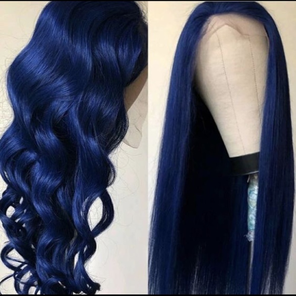 20” Dark Blue Front Lace Wig Unit